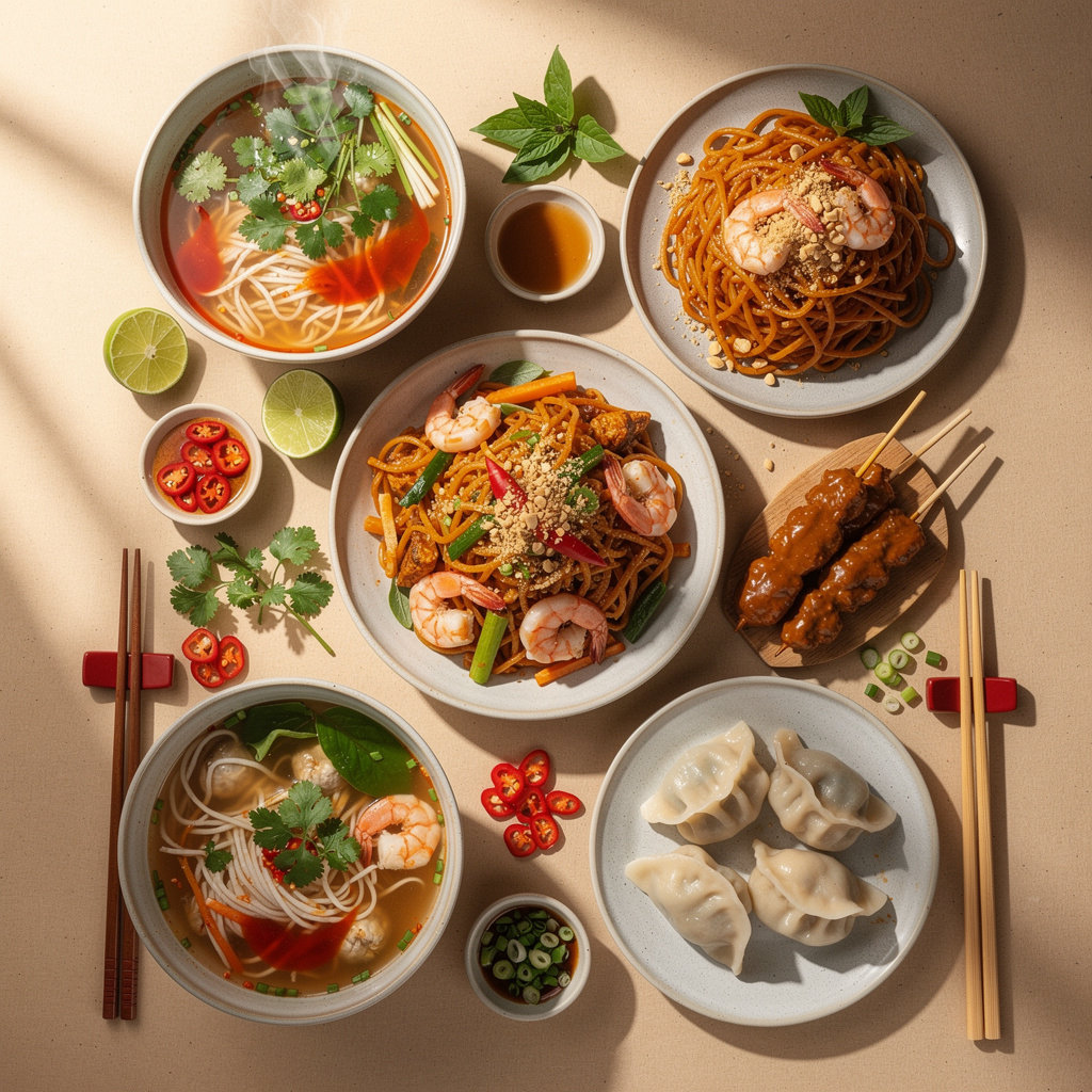 Indochina auténtica comida asiática de calle - ramen, pho, rollos vietnamitas y platos frescos en Manizales
